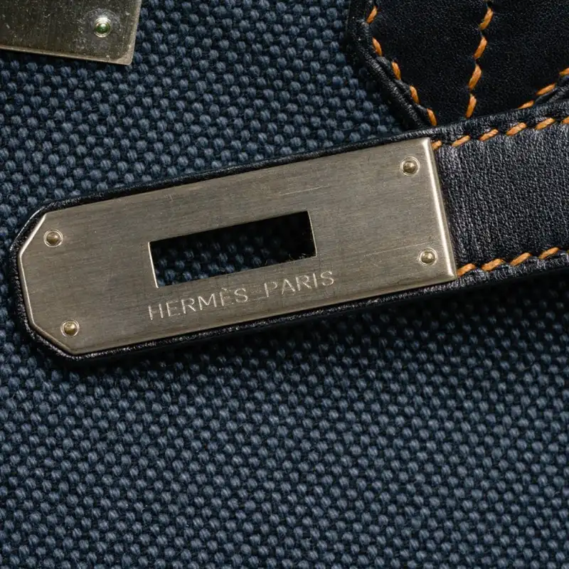 Hermes Birkin 35 Ghillies Denim Fonce Toile Black Evercalf Bag Limited Edition 2 Hermes Birkin 35 Ghillies Denim Fonce Toile Black Evercalf Bag Limited Edition - Image 2