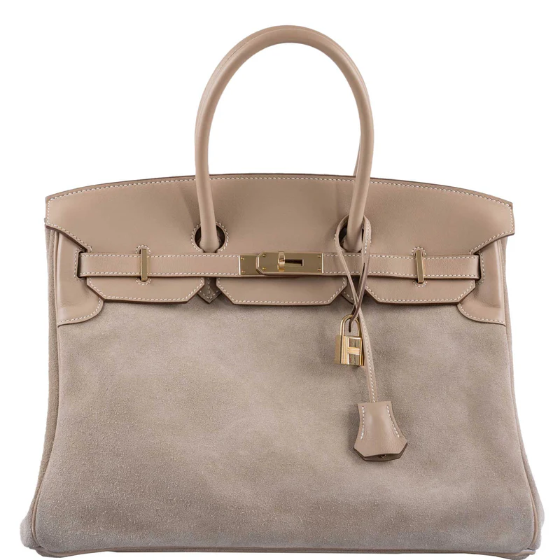 Hermès Birkin 35 "Grizzly" Limited Edition Argile Veau Doblis Suede Permabrass Hardware 1 Hermès Birkin 35 Grizzly Limited Edition Argile Veau Doblis Suede Permabrass Hardware (1)
