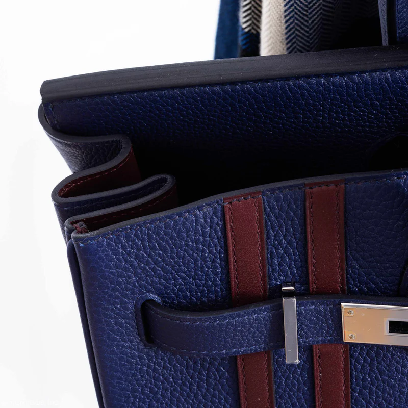 Hermès Birkin 35 Officier Blue Encre Verso Bordeaux Togo Palladium Hardware 2 Hermès Birkin 35 Officier Blue Encre Verso Bordeaux Togo Palladium Hardware - Image 2