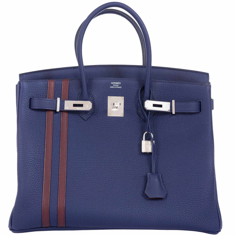 Hermès Birkin 35 Officier Blue Encre Verso Bordeaux Togo Palladium Hardware 1 Hermès Birkin 35 Officier Blue Encre Verso Bordeaux Togo Palladium Hardware