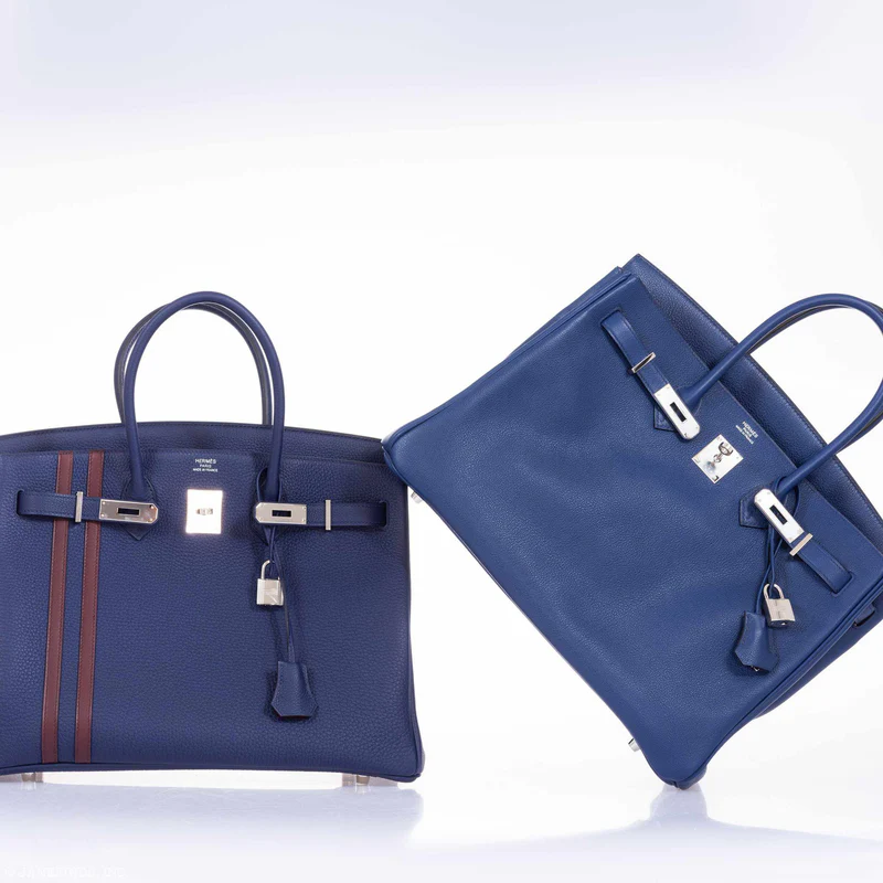 Hermès Birkin 35 Officier Blue Encre Verso Bordeaux Togo Palladium Hardware 5 Hermès Birkin 35 Officier Blue Encre Verso Bordeaux Togo Palladium Hardware - Image 5