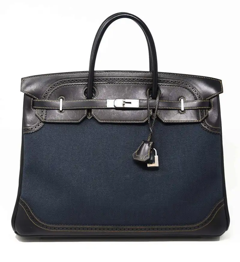 Hermes Birkin 40 Ghillies Denim Fonce Toile Black Evercalf Bag Limited Edition 1 Hermes Birkin 40 Ghillies Denim Fonce Toile Black Evercalf Bag Limited Edition