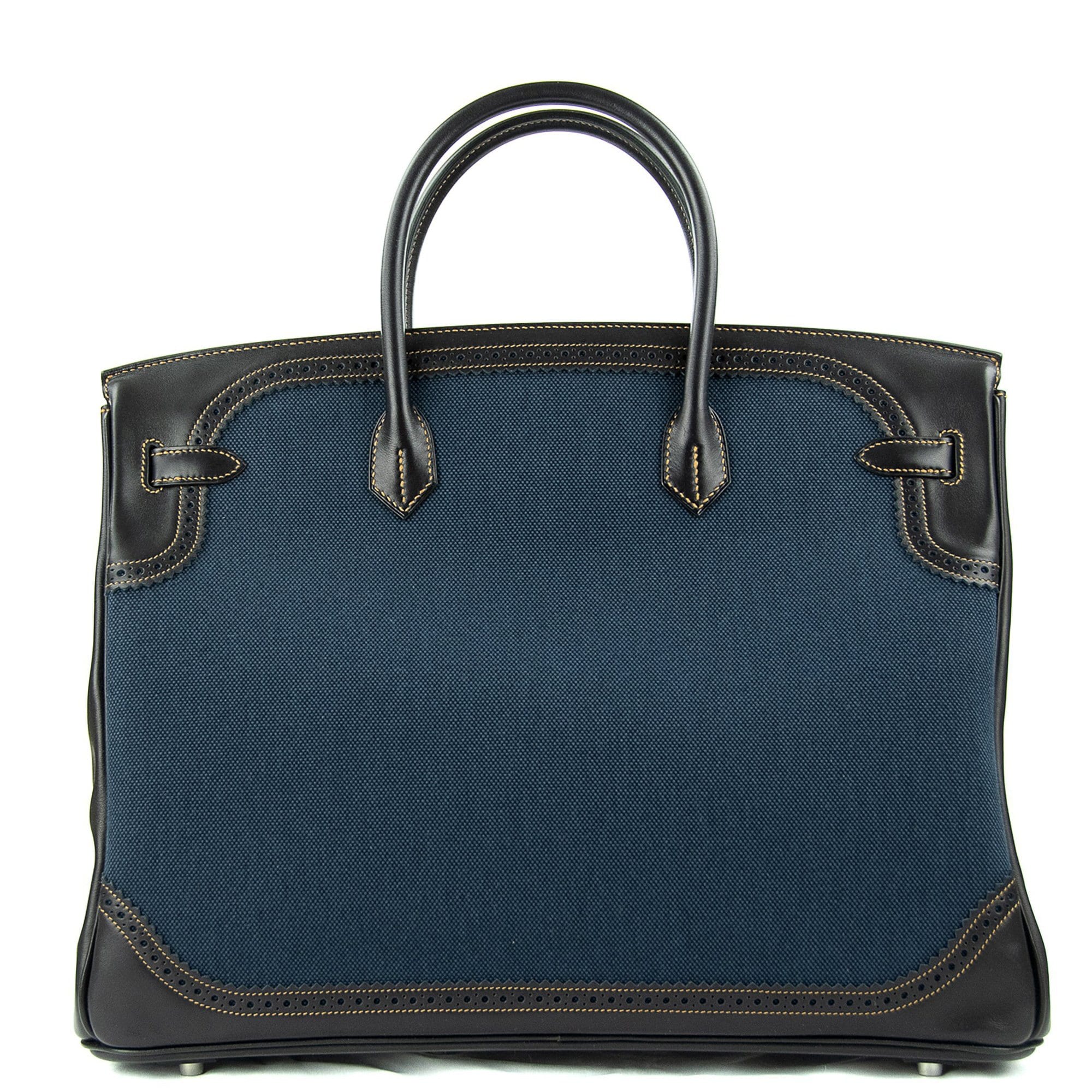 Hermes Birkin 40 Ghillies Denim Fonce Toile Black Evercalf Bag Limited Edition 2 Hermes Birkin 40 Ghillies Denim Fonce Toile Black Evercalf Bag Limited Edition - Image 2
