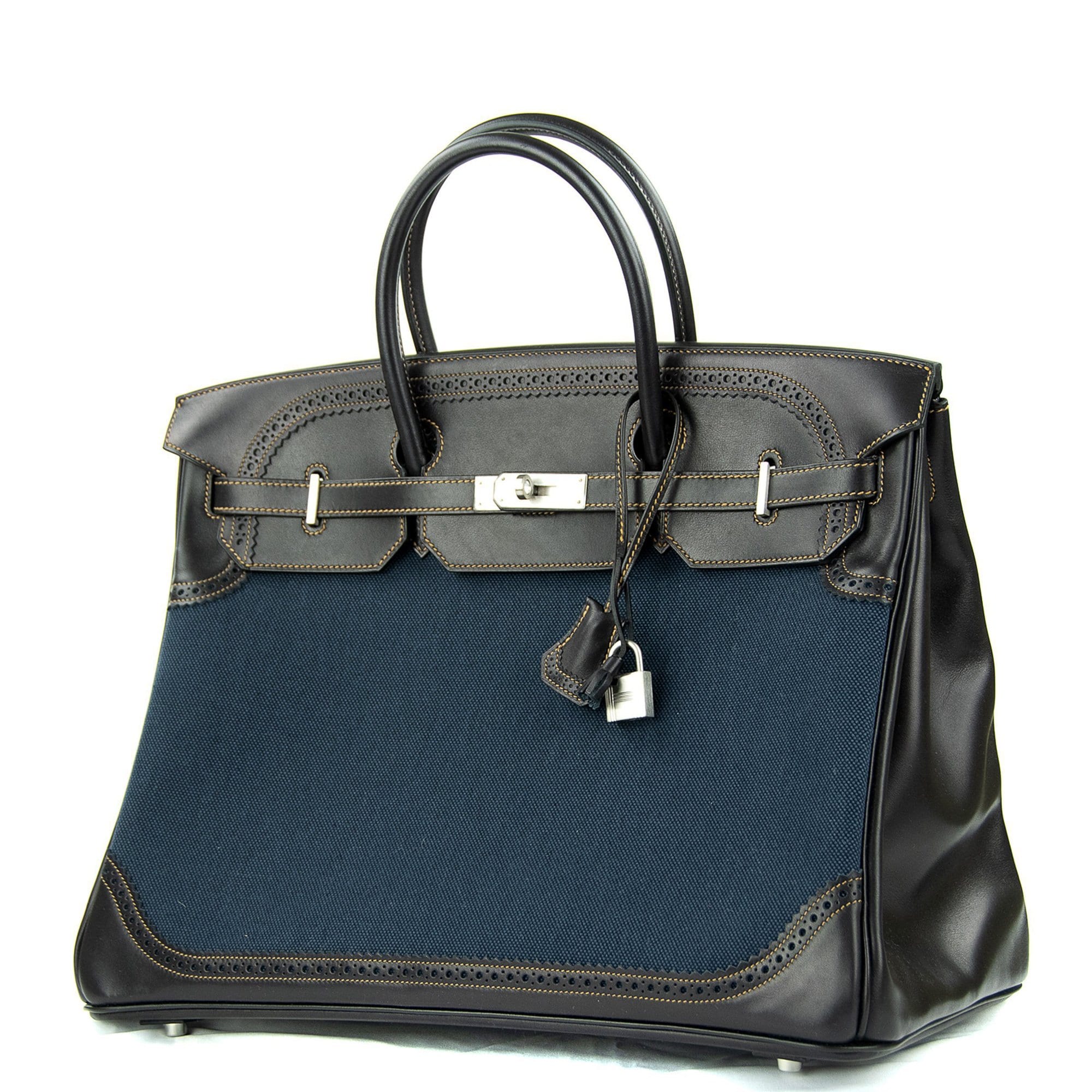 Hermes Birkin 40 Ghillies Denim Fonce Toile Black Evercalf Bag Limited Edition 3 Hermes Birkin 40 Ghillies Denim Fonce Toile Black Evercalf Bag Limited Edition - Image 3