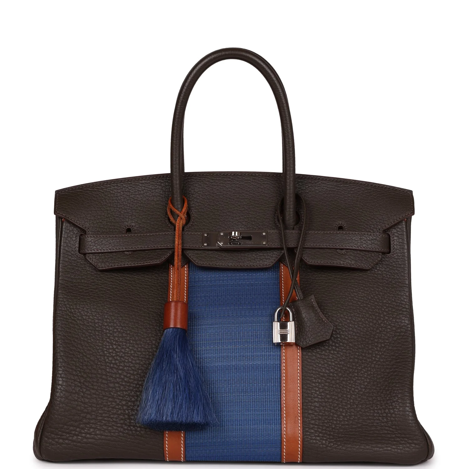 Hermès Birkin Club 35 Vert Bronze, Blue Thalassa, Fauve Barenia Fjord & Ottomane Palladium Hardware 1 Hermès Birkin Club 35 Vert Bronze, Blue Thalassa, Fauve Barenia Fjord & Ottomane Palladium Hardware (2)