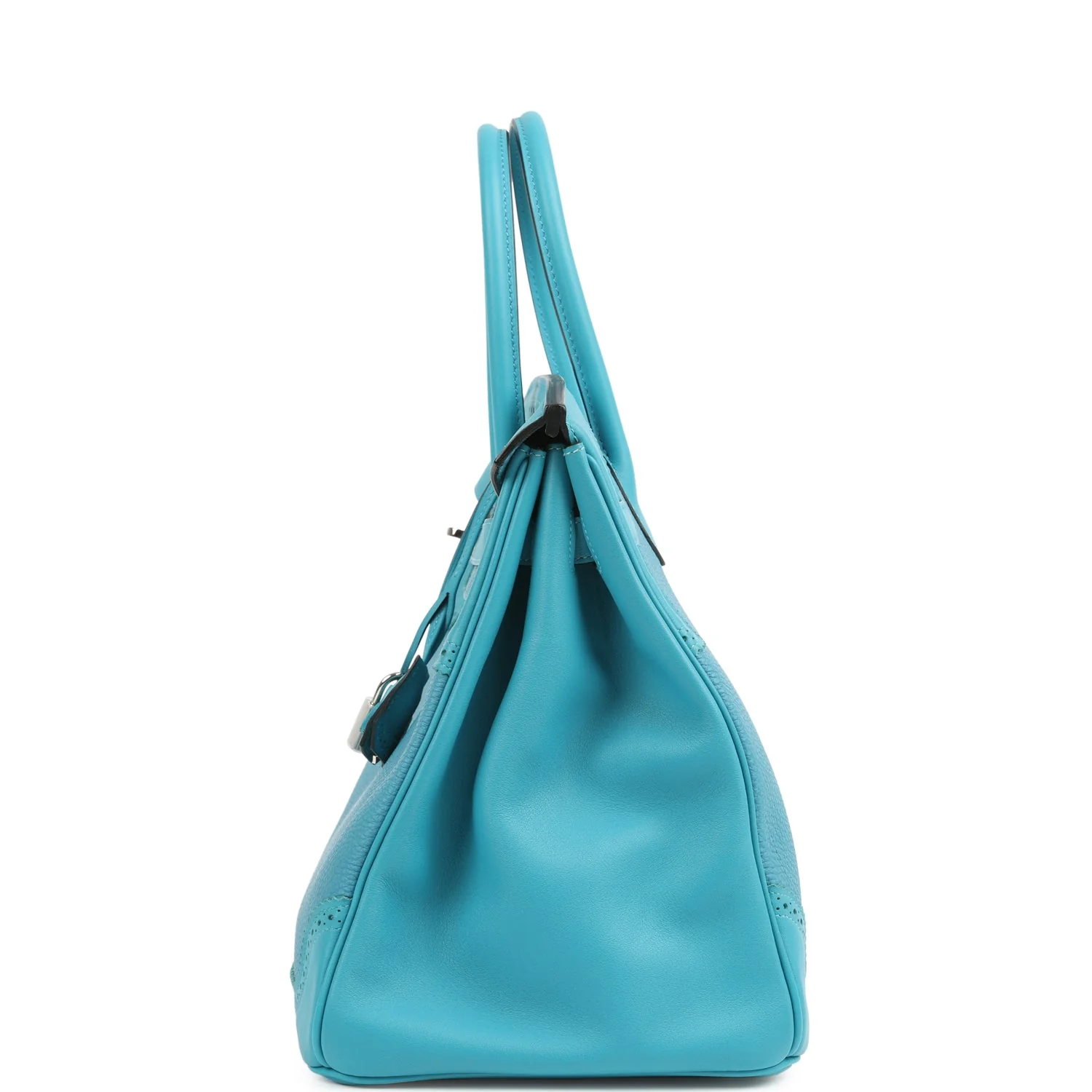 A LIMITED EDITION TURQUOISE TOGO & SWIFT LEATHER GHILLIES BIRKIN 30 BAG WITH PALLADIUM HARDWARE 3 A LIMITED EDITION TURQUOISE TOGO & SWIFT LEATHER GHILLIES BIRKIN 30 BAG WITH PALLADIUM HARDWARE - Image 3