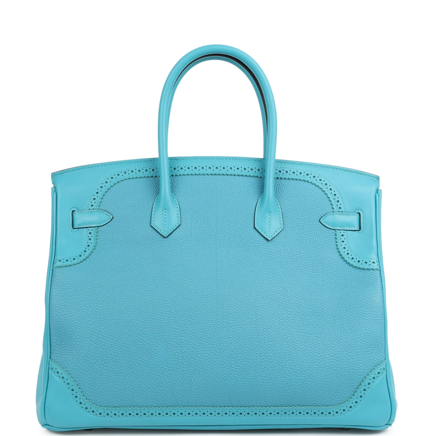 Hermès Birkin Ghillies 35 Turquoise Togo and Swift Palladium Hardware 4 Hermès Birkin Ghillies 35 Turquoise Togo and Swift Palladium Hardware - Image 4