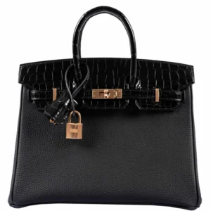 Hermes-Birkin-Touch-25-Black-Togo-Niloticus-Crocodile-Rose-Gold-Hardware
