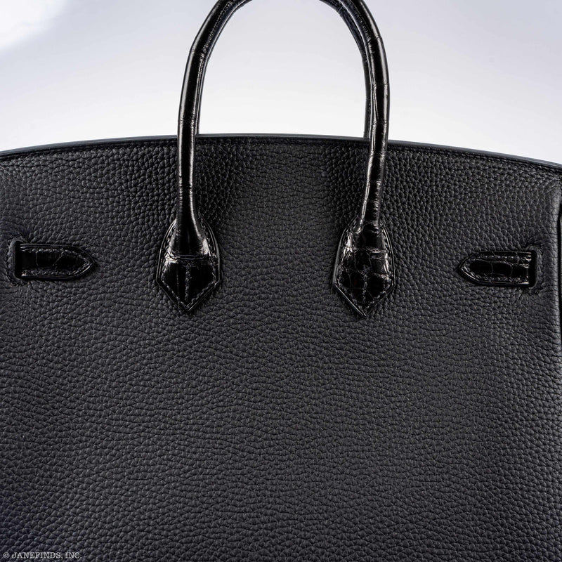 Hermès Birkin Touch 25 Black Togo & Niloticus Crocodile Rose Gold Hardware 4 Hermès Birkin Touch 25 Black Togo & Niloticus Crocodile Rose Gold Hardware - Image 4