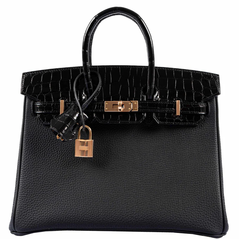 Hermès Birkin Touch 25 Black Togo & Niloticus Crocodile Rose Gold Hardware 1 Hermes-Birkin-Touch-25-Black-Togo-Niloticus-Crocodile-Rose-Gold-Hardware