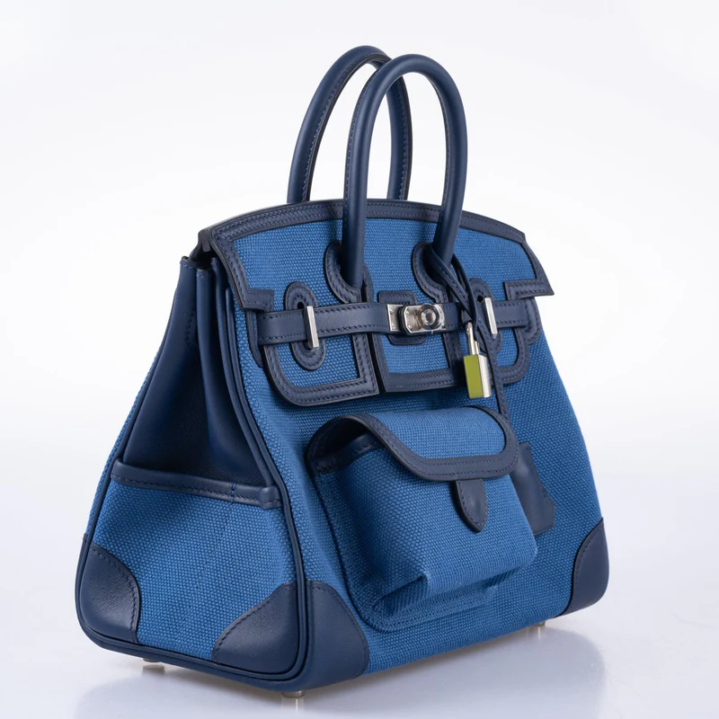 Hermès Cargo Birkin 25 Blue Egee Toile Goeland & Navy Swift Palladium Hardware 3 Hermès Cargo Birkin 25 Blue Egee Toile Goeland & Navy Swift Palladium Hardware - Image 3