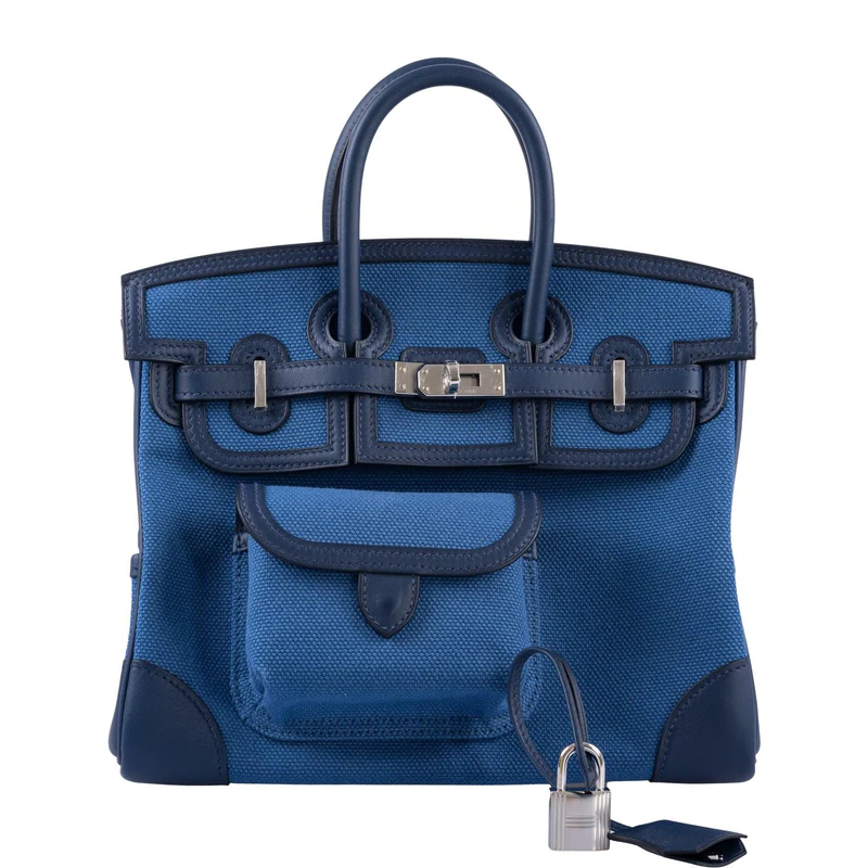 Hermès Cargo Birkin 25 Blue Egee Toile Goeland & Navy Swift Palladium Hardware 1 Hermès Cargo Birkin 25 Blue Egee Toile Goeland & Navy Swift Palladium Hardware