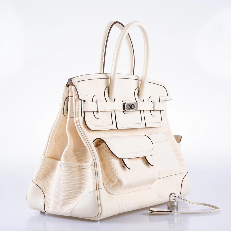 Hermès Cargo Birkin 35 Nata Toile Goeland and Swift Palladium Hardware 4 Hermès Cargo Birkin 35 Nata Toile Goeland and Swift Palladium Hardware - Image 4