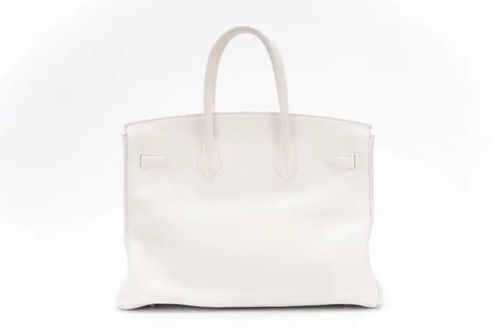 Hermes Club Birkin 35 White with Sanguine Lizard stripes and Gris Perle Clemence 3 Hermes Club Birkin 35 White with Sanguine Lizard stripes and Gris Perle Clemence - Image 3