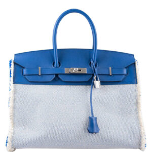 Hermès Fray Fray Birkin 35 Sellier Bleu France Swift and Twill H Canvas Palladium Hardware (1)
