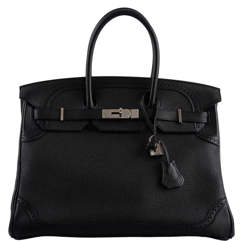 Hermès Ghillies Birkin 35 Black Togo & Evergrain with Palladium Hardware 1 Hermès Ghillies Birkin 35 Black Togo & Evergrain with Palladium Hardware (1)
