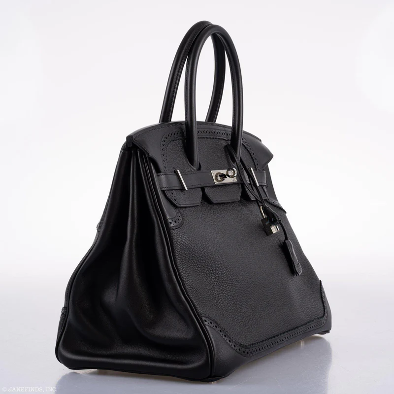 Hermès Ghillies Birkin 35 Black Togo & Evergrain with Palladium Hardware 3 Hermès Ghillies Birkin 35 Black Togo & Evergrain with Palladium Hardware - Image 3
