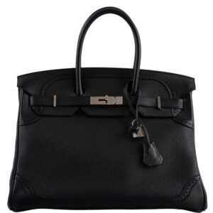 Hermès Ghillies Birkin 35 Black Togo & Evergrain with Palladium Hardware