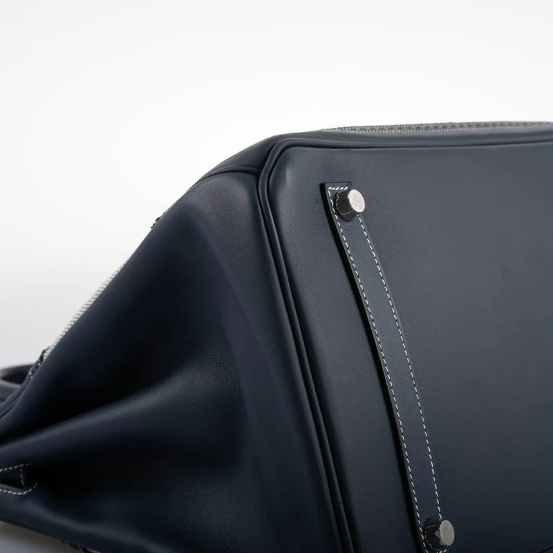 Hermès Ghillies Birkin 35 Blue de Prusse Swift & Toile with Palladium Hardware 3 Hermès Ghillies Birkin 35 Blue de Prusse Swift & Toile with Palladium Hardware - Image 3