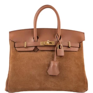 Hermès Grizzly Birkin 25 Gold Grizzly Suede and Swift Gold Hardware
