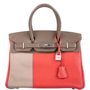 Hermès HSS Birkin 30 Tri-Color Rose Jaipur, Etoupe, Argile Clemence and Swift Brushed Palladium Hardware (2)