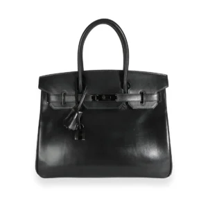 Hermès Rare Black Box Calf So Black Birkin 30 PVD