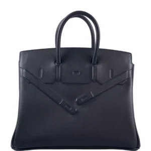 Hermès Shadow Birkin 25 Black Leather Swift Palladium Hardware