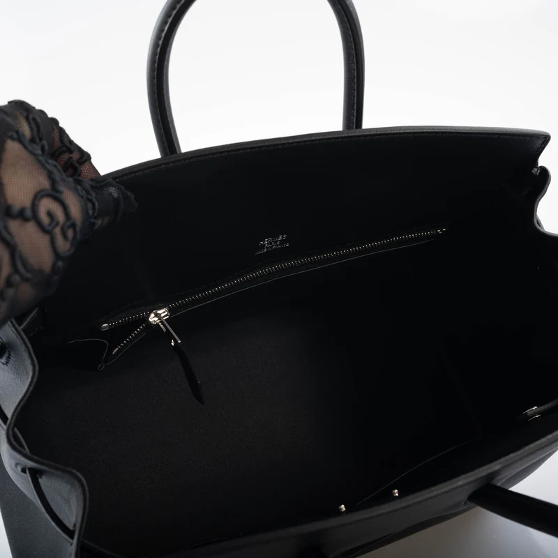 Hermès Shadow Birkin 25 Black Leather Swift Palladium Hardware 4 Hermès Shadow Birkin 25 Black Leather Swift Palladium Hardware - Image 4