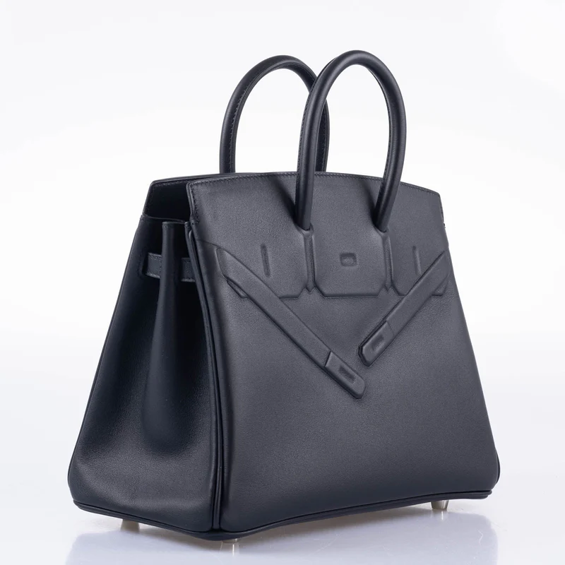 Hermès Shadow Birkin 25 Black Swift Leather Palladium Hardware 4 Hermès Shadow Birkin 25 Black Swift Leather Palladium Hardware - Image 4