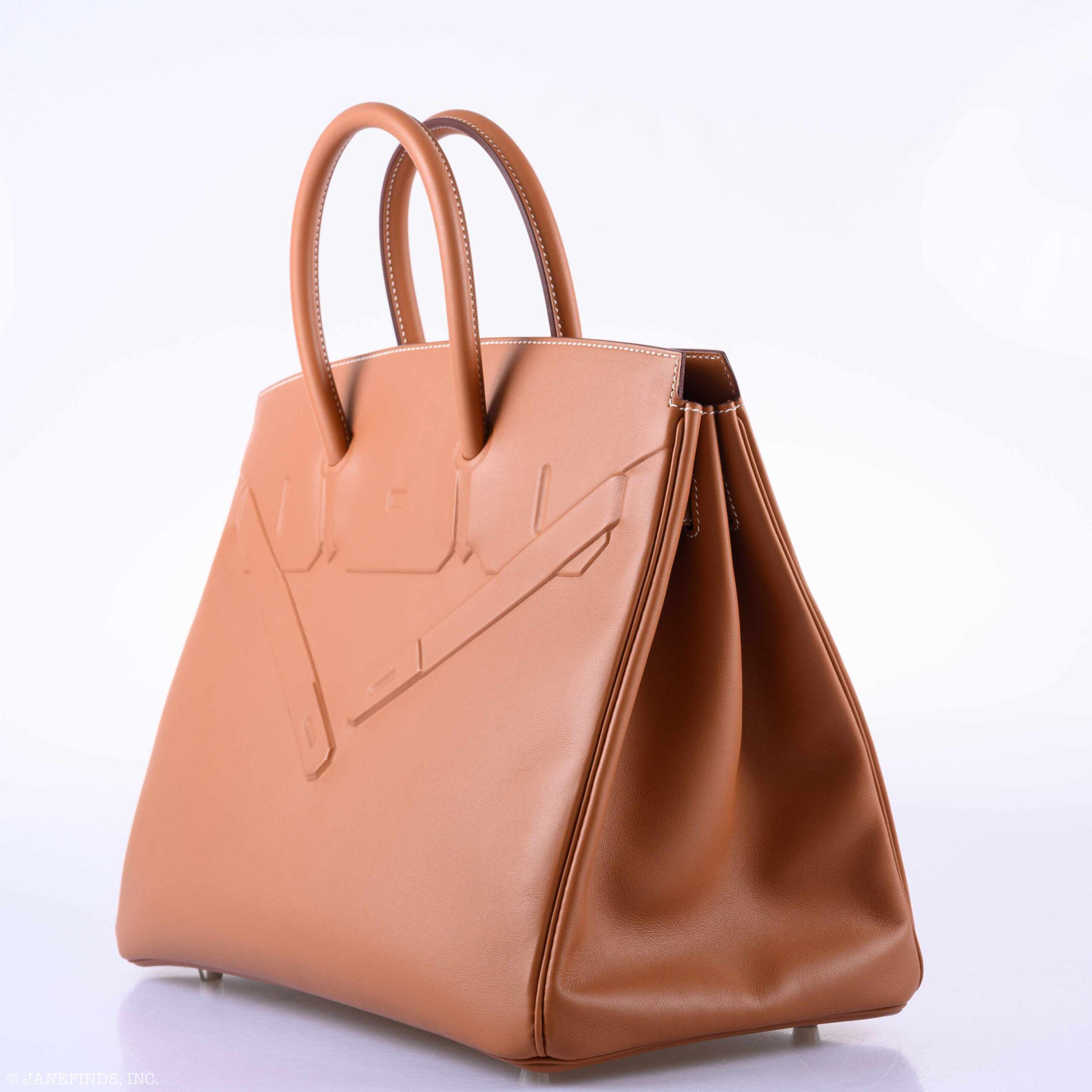 Hermès Shadow Birkin 35 Gold Swift Palladium Hardware 4 Hermès Shadow Birkin 35 Gold Swift Palladium Hardware - Image 4