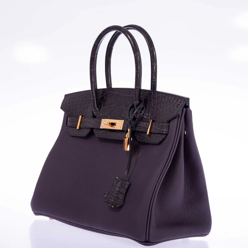 Hermès Touch Birkin 30 Prunoir Togo Raisin Matte Alligator Rose Gold Hardware 3 Hermès Touch Birkin 30 Prunoir Togo Raisin Matte Alligator Rose Gold Hardware - Image 3