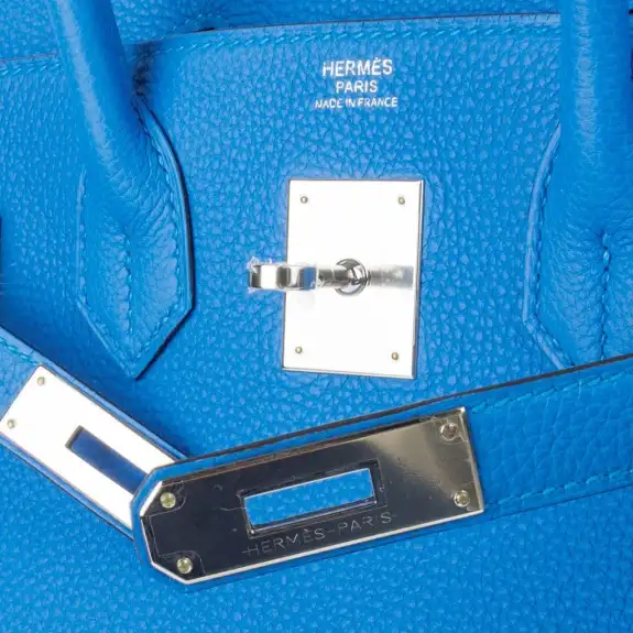 Hermes Verso Birkin 30 Bag Blue Zanzibar & Malachite Togo Leather with Palladium Hardware 5 Hermes Verso Birkin 30 Bag Blue Zanzibar & Malachite Togo Leather with Palladium Hardware - Image 5