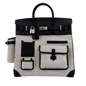 Limited Edition Noir Swift and Toile HAC Birkin 40 Palladium Hardware (2)