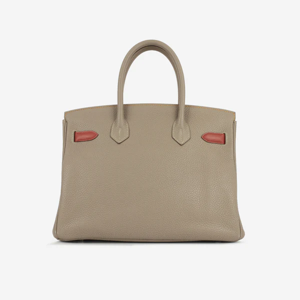 A LIMITED EDITION MOUTARDE, SANGUINE & GRIS PERLE CLÉMENCE LEATHER CASCADE BIRKIN 35 WITH BRUSHED PALLADIUM HARDWARE 2 A LIMITED EDITION MOUTARDE, SANGUINE & GRIS PERLE CLÉMENCE LEATHER CASCADE BIRKIN 35 WITH BRUSHED PALLADIUM HARDWARE - Image 2