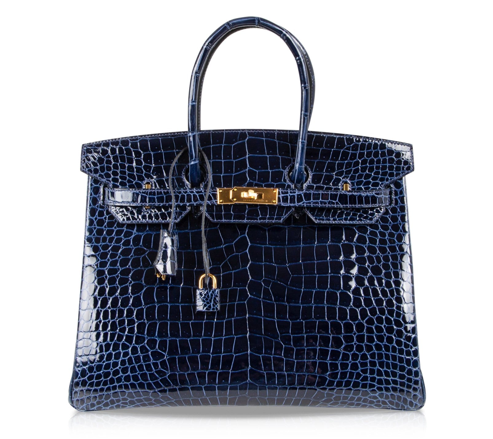 Limited Edition Shiny Indigo & Rouge H Porosus Crocodile Contour Birkin 35 with Gold Hardware 1 Limited Edition Shiny Indigo & Rouge H Porosus Crocodile Contour Birkin 35 with Gold Hardware