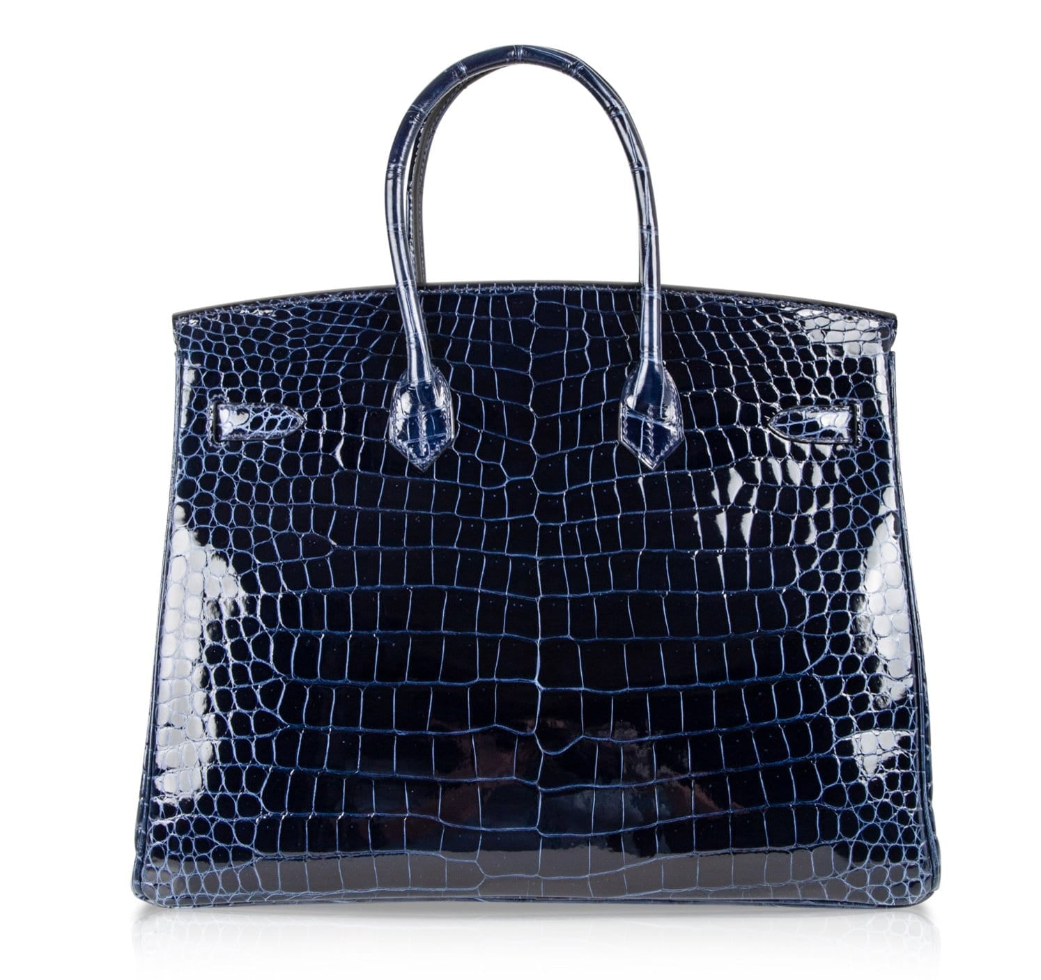 Limited Edition Shiny Indigo & Rouge H Porosus Crocodile Contour Birkin 35 with Gold Hardware 3 Limited Edition Shiny Indigo & Rouge H Porosus Crocodile Contour Birkin 35 with Gold Hardware - Image 3