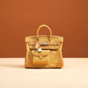Hermès a desert canvas and sesame swift leather cargo Birkin 25
