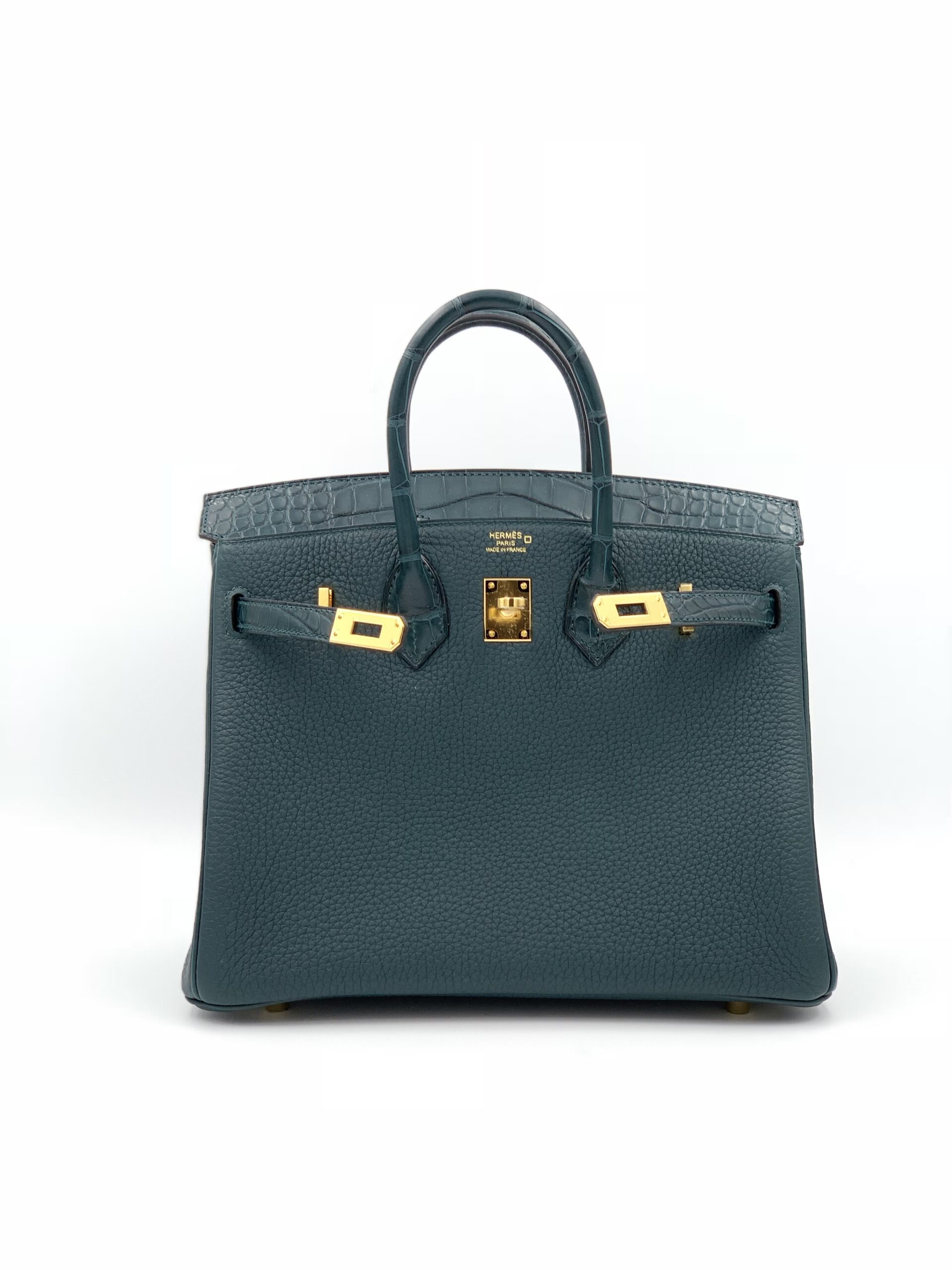 Hermes Birkin 25 Touch Vert Cyprès Alligator Mat (Matte)/Togo Gold Hardware 1 Hermes Birkin 25 Touch Vert Cyprès Alligator Mat (Matte)/Togo Gold Hardware
