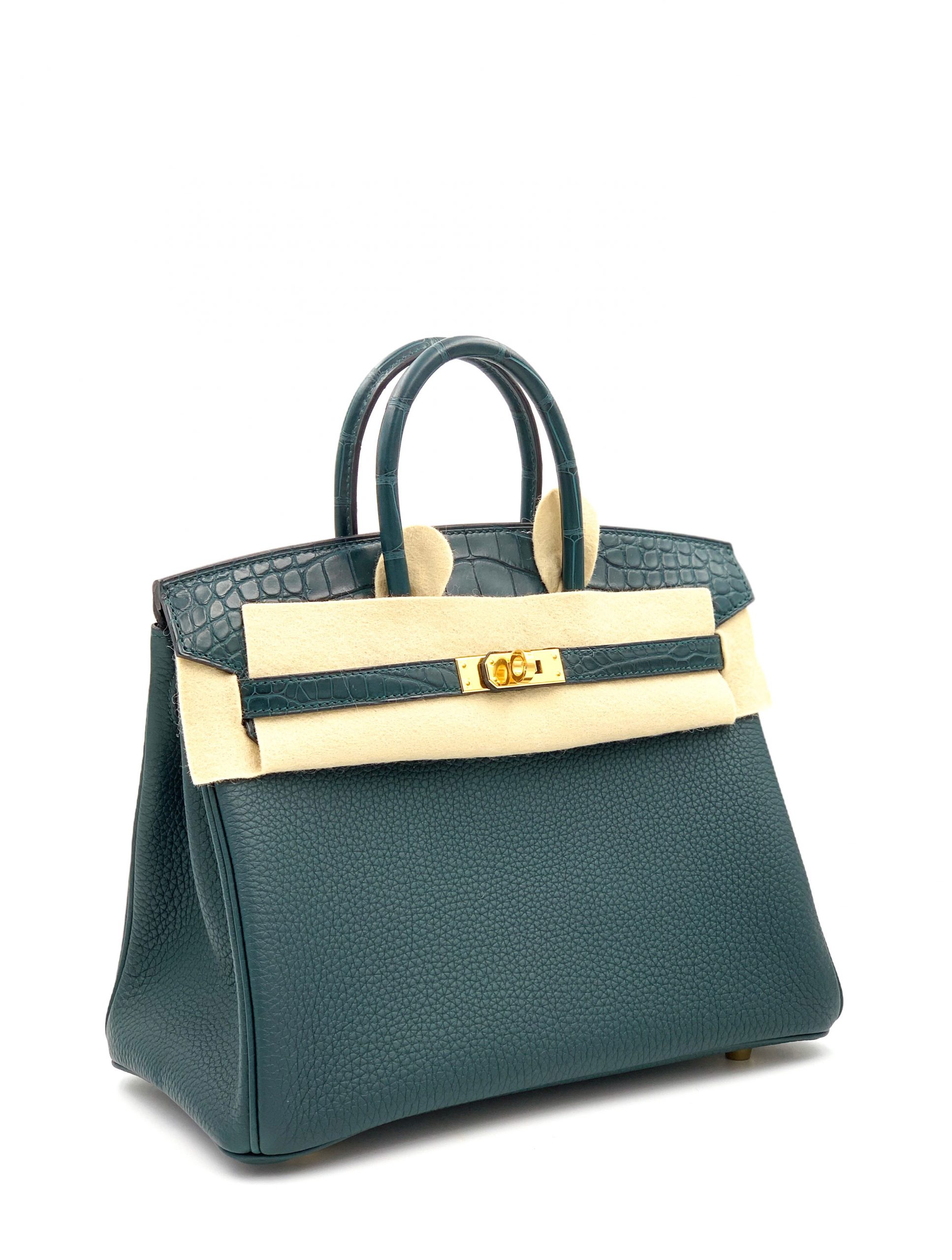 Hermes Birkin 25 Touch Vert Cyprès Alligator Mat (Matte)/Togo Gold Hardware 3 Hermes Birkin 25 Touch Vert Cyprès Alligator Mat (Matte)/Togo Gold Hardware - Image 3